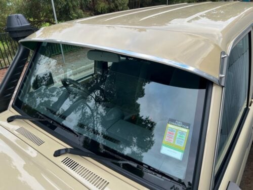 Solid Windscreen Sunvisor on a 70 Series Toyota Land Cruiser Troop