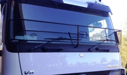 Mercedes Actros (with fuel efficiency flares) Black Windscreen Stone Protector - Image 2