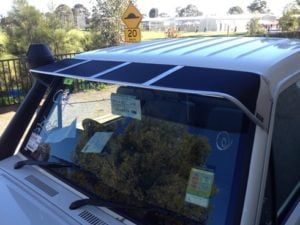 Toyota Landcruiser 70-79 Series (fitted with factory snorkel) Mesh Windscreen Sunvisor - Image 4