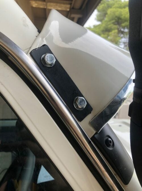 Solid windscreen sunvisor on a Toyota Land Cruiser 79 Series