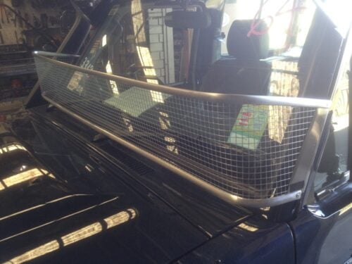 Toyota 70-79 Series Landcruiser (with factory snorkel) Silver Windscreen Stone Guard - Image 4