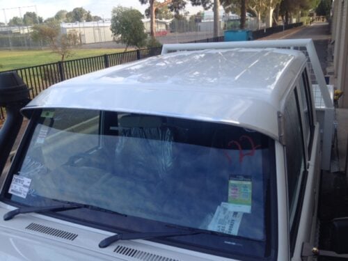 Solid windscreen sunvisor on a Toyota Land Cruiser