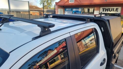 Toyota Hilux 10/2015 on Dual Cab RLT600 Trackmount Black 2 Bar Rhino-Rack - Image 3