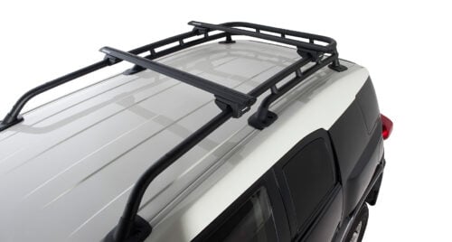 Toyota FJ Cruiser 2dr SUV With Roof Rails 03/11on Rhino-Rack Vortex SX Black 2 Bar Roof Rack (JA1938) - Image 9