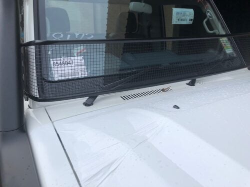 Toyota 70-79 Series Landcruiser (with factory snorkel) Black Windscreen Stone Guard - Image 4
