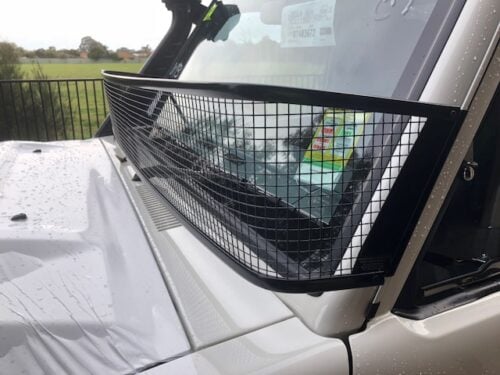 Toyota 70-79 Series Landcruiser (with factory snorkel) Black Windscreen Stone Guard - Image 3