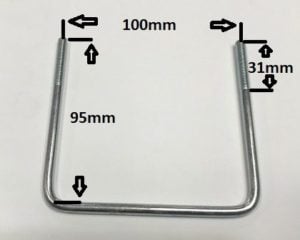 Roof Rack Basket U-Bolt kit (95mm) with nyloc nuts (x4) - Image 2
