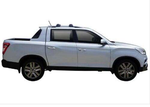 Ssangyong Musso with factory rails 2019-onwards Yakima Silver Flush Bars (2) (8050184/K328) - Image 4