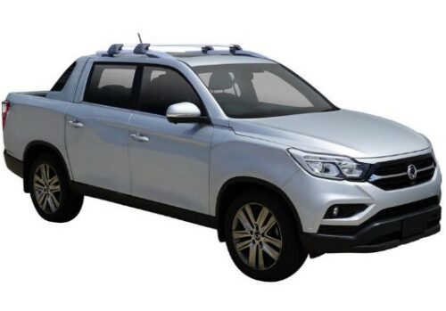 Ssangyong Musso with factory rails 2019-onwards Yakima Silver Flush Bars (2) (8050184/K328) - Image 2