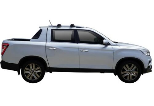 Ssangyong Musso with factory rails 2019-onwards Yakima Silver Thru Bars (2) (S17Y/K328) - Image 2