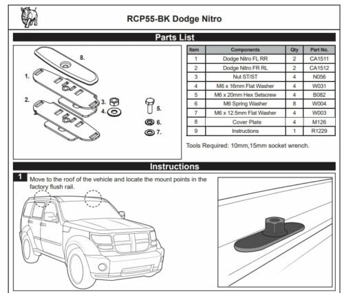 Rhino-Rack RCP55-BK Base Kit to suit Dodge Nitro (x4) - Image 2