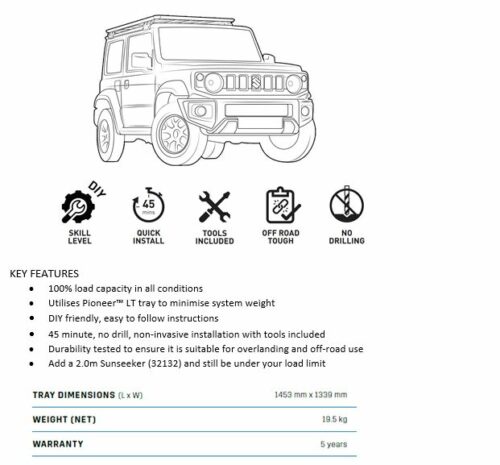 Suzuki Jimny JB74/Gen4 2dr Backbone Rhino-Rack Platform ROLS1 (1453x1339mm) - Image 6