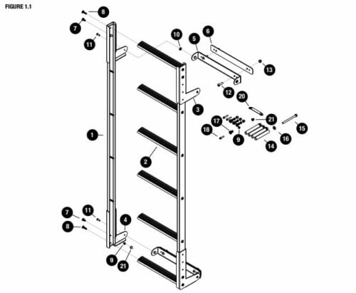Front Runner LADD019 Universal Medium (6 steps 1780mm) Rear Door Ladder - Image 7