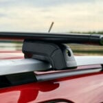 VW Amarok Dual Cab (with raised rails) May2023on Yakima JetStream Thru Bars Black (2) (9813502/9813064)
