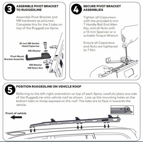 Image of instructions for the Nissan Patrol Y62 2012 on Short RuggedLine Platform (1930x1380mm) sits behind sunroof (includes facelift with no rails) - Roof Rack World