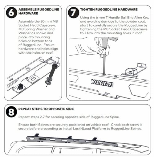 Image of instructions for the Nissan Patrol Y62 2012 on Short RuggedLine Platform (1930x1380mm) sits behind sunroof (includes facelift with no rails) - Roof Rack World