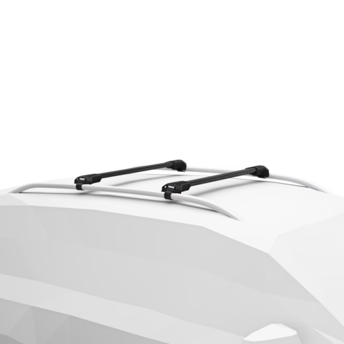 Porsche Taycan Cross Turismo with raised rails 2020onThule Wingbar Edge Roof Racks (pr) Black (721420/720600/186192) - Image 2