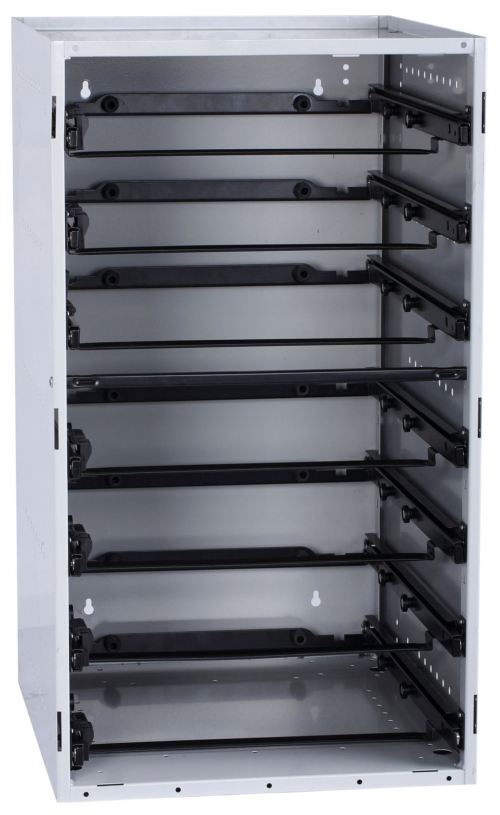 StorageTek Cabinet complete with 7 small Blue ABS cases with PC Lids Fully Assembled - (SCS7SA-BL) - Image 2