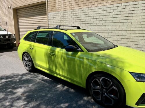 Skoda Octavia Wagon with flush rails April 2021on Yakima FlushBar Roof Racks (pr) Black (S23YB/K1193) - Image 2