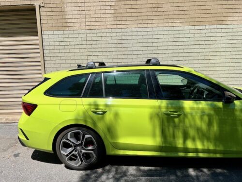 Skoda Octavia Wagon with flush rails April 2021on Yakima FlushBar Roof Racks (pr) Black (S23YB/K1193) - Image 14