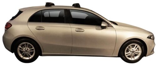 Mercedes-Benz A-Class 5dr hatch 2013 - onwards (naked roof) Silver Yakima Thru Bars (pr) (S16Y/K650) - Image 5