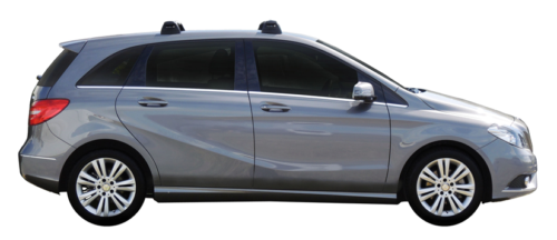 Mercedes-Benz B-Class 5dr hatch 2012 - onwards (naked roof) Silver Yakima Thru Bars (pr) (S16Y/K650) - Image 2