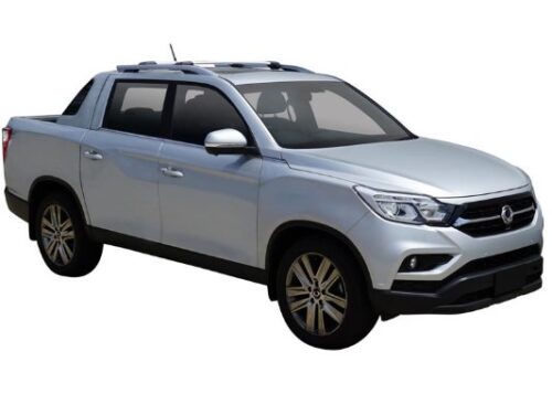 SsangYong Musso Dual Cab 2019on (with factory rails) Yakima Silver Roof Racks (pr) (S46Y/K944) - Image 2