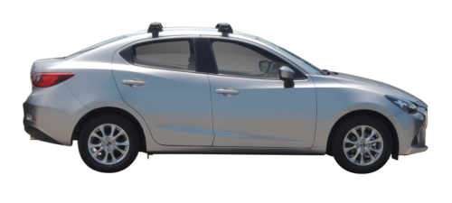 Mazda 2 Sedan 2015 – onwards (naked roof) Silver Yakima Thru Bars (pr) (S16Y/K993) - Image 3