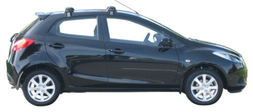 Mazda 2 Hatch 2007-2014 (naked roof) Silver Yakima Thru Bars (pr) (S15Y/K311) - Image 2