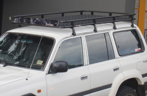 Toyota Landcruiser 80 80 05/90 - 03/98 LWB Oval Steel Roof Rack - Image 2