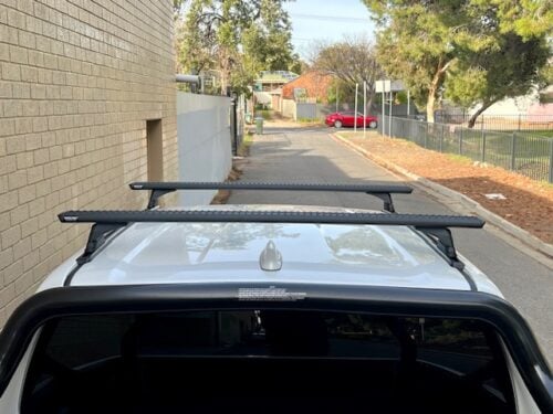 TOYOTA Hilux Gen 8 Double Cab 10/2015 Onwards Sportz RX300 Trackmount Black 2 Bar Roof Rack (JC-04654) - Image 4