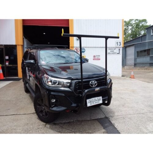 P/Coated Black Nudgebar & Hrack Set compatible with 2018 Toyota Hilux