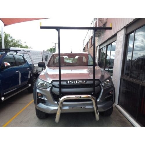 Polished Nudgebar with Black Hrack suitable for use with 2022 Isuzu DMax compliant with front Radar