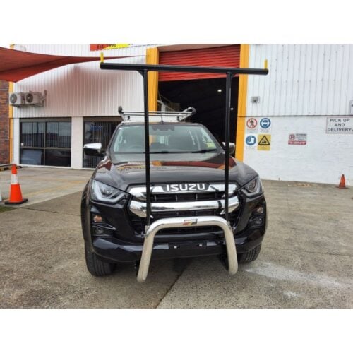 Polished Nudgebar with Black Hrack suitable for use with 2022 Isuzu DMax compliant with front Radar