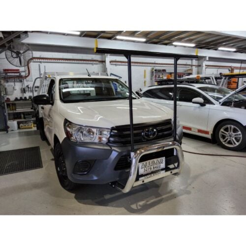Polished Nudgebar & Hrack Set compatible with 2022 Toyota Hilux Workmate with Safety Sense & after market Parking Sensors