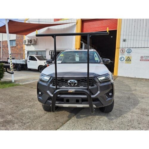 Black Nudgebar & Hrack Set compatible with 2024 Toyota Hilux SR/Workmate 48V