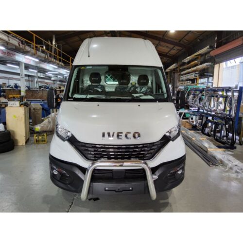 Polished 76mm Nudgebar with Aerial and Spot Light Tabs to suit 2022 Iveco Daily 50C