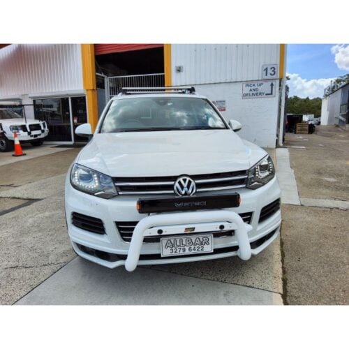 P/Coated White Nudgebar with Light Tabs & Aerial Tab to suit 2014 VW Toureg - Image 1