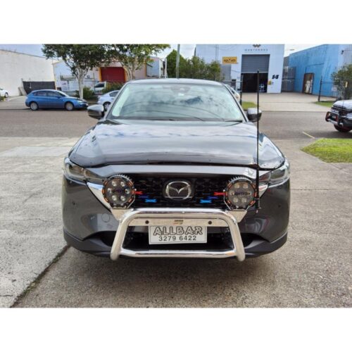 Custom Polished 63mm Alloy Series II Nudgebar with 2 Welded Spot Light Tabs on sides to suit 2024 Mazda CX-5 - Image 1