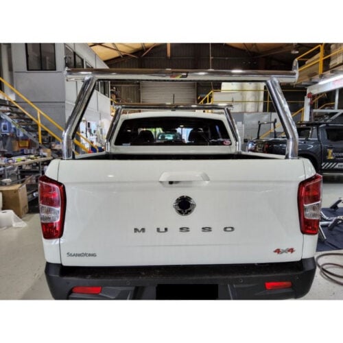 Ssangyong Musso  76mm Polished front fixed/rear removable Trade Rack set