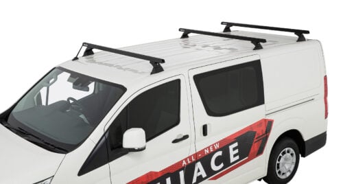 Toyota Hiace LWB 06/2019on Rhino-Rack Heavy Duty Black Roof Racks (3 Bar) (JB1603) - Image 1