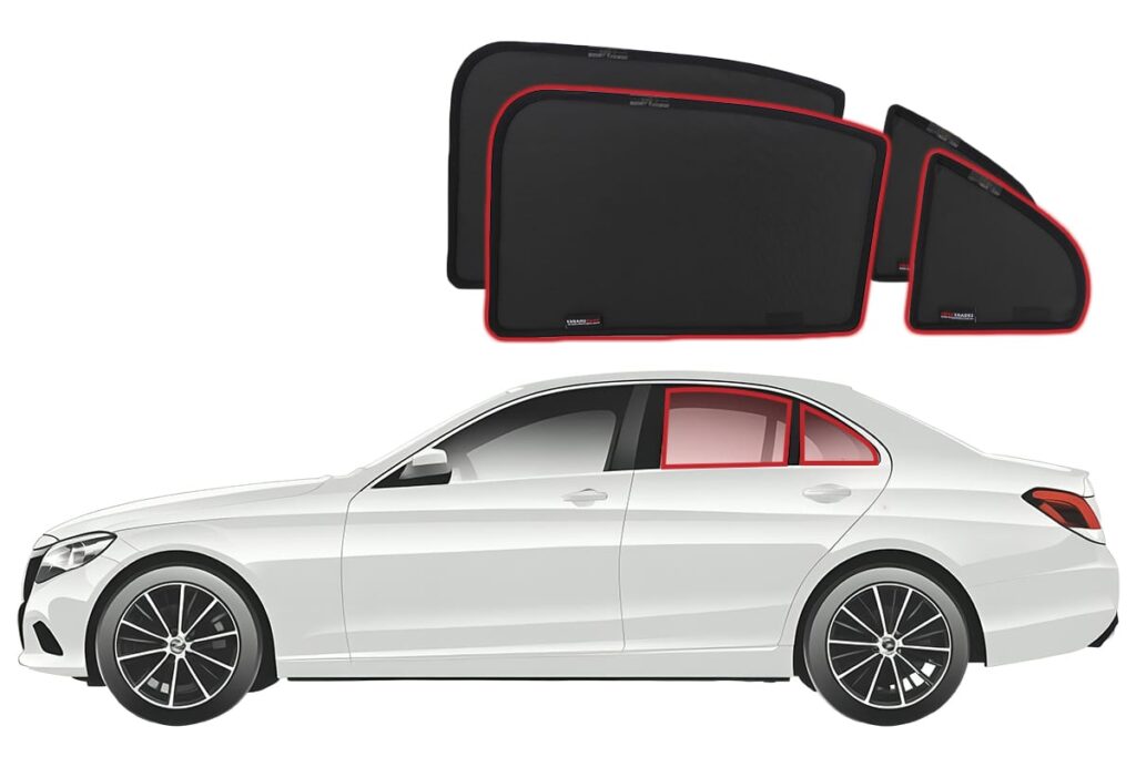 Car Rer Mer Mercedes-Benz C-Class Sedan 4th Generation Car Rear Window Snap Shades ...