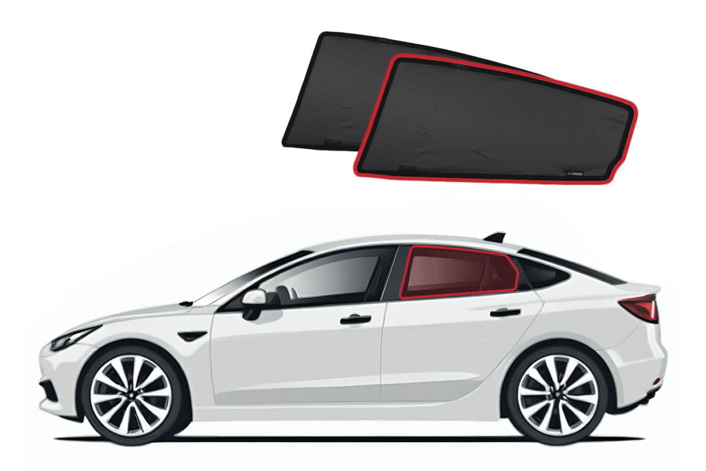Tesla Rear Window Rack Tesla Model 3 Car Rear Window Snap Shades (2017-2023) - Roof Rack World