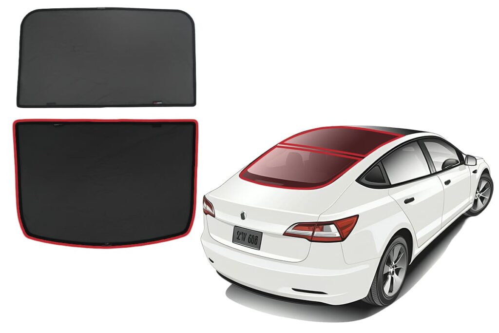 Tesla Rear Window Rack Tesla Model 3 Rear Windscreen Snap Shades (2 Pieces) (2017-Present ...
