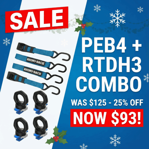 Christmas Bundle: Rhino-Rack Drop In Pioneer Eye Bolt Kit+ Tie Down Strap with Hook - Image 1