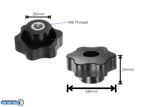 Plastic Knobs M8 Female Thread 48mm - 4 pack - Image 4