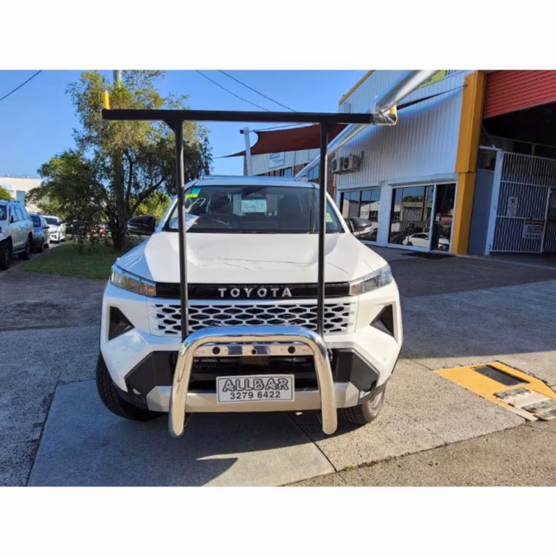 Toyota Hilux D/Cab Gen 9 (Dec 2025 - Onwards) Polished Alloy 76mm Nudgebar with Black HRack